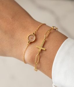 Mustard Seed Bracelet with Cross, Stainless Steel Christian Jewelry