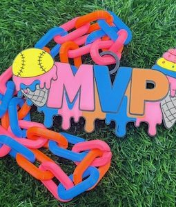 Custom 3D Printed Sports Chain - Oversized MVP Logo Necklace