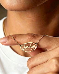 Custom Football Name Necklace, Personalized Sports Pendant ,Football Pendant, Sports Jewelry,Unique Gift for Football Fans